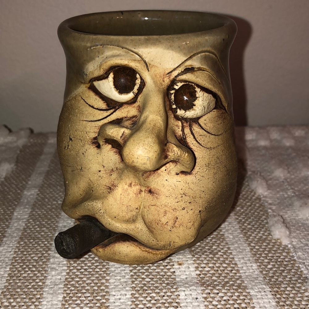Vintage Pottery Faced Mug